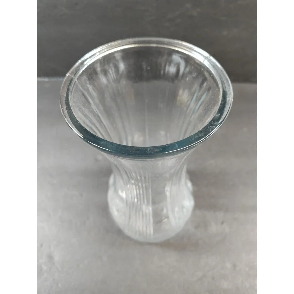 Vintage Hoosier Glass Vase 4087-B Clear Glass, Decorative Ribbed 9-3/4